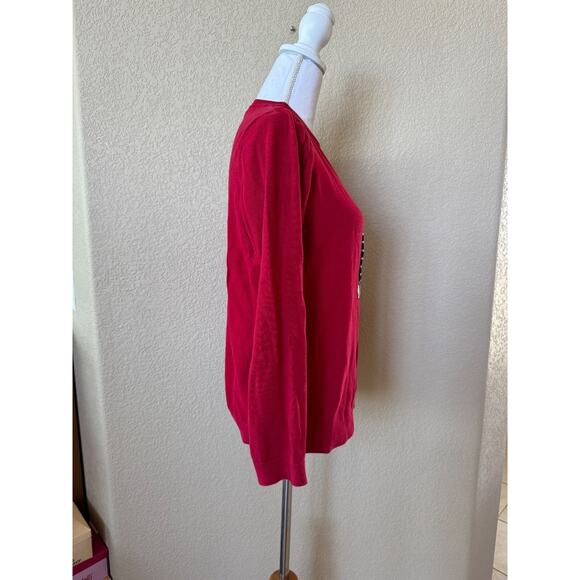 Vtg Tommy Hilfiger Graphic Polar Bear Red Pullover Sweater Top Sz L Large - Picture 10 of 10